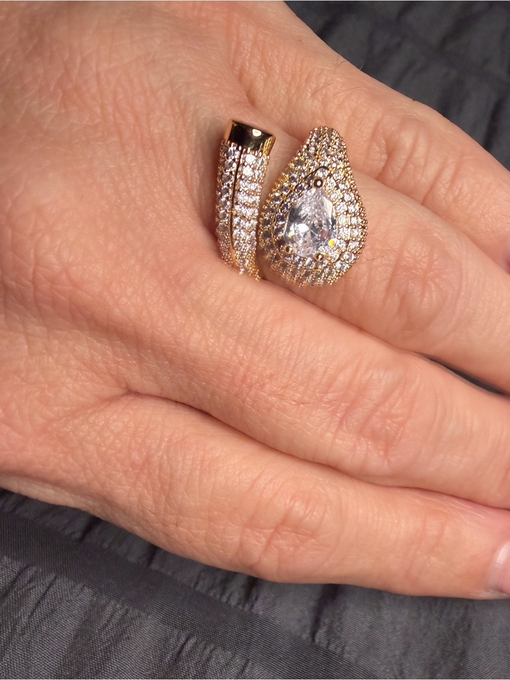 18K Gold Filled Snake Wrap Ring | AAA CZ Size 7 (adjustable)